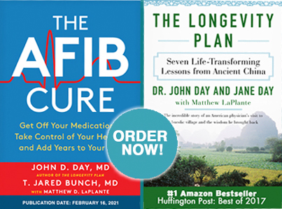 Books by Dr. John Day: The AFIB Cure, and The Longevity Plan